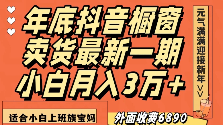 外面收费6890元年底抖音橱窗卖货最新一期,小白月入3万,适合小白上班族宝妈【揭秘】-第一资源库