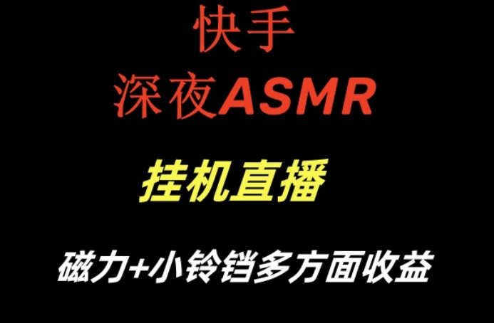 快手深夜ASMR挂机直播,磁力+小铃铛收益(附带工具和5G素材)【揭秘】-第一资源库