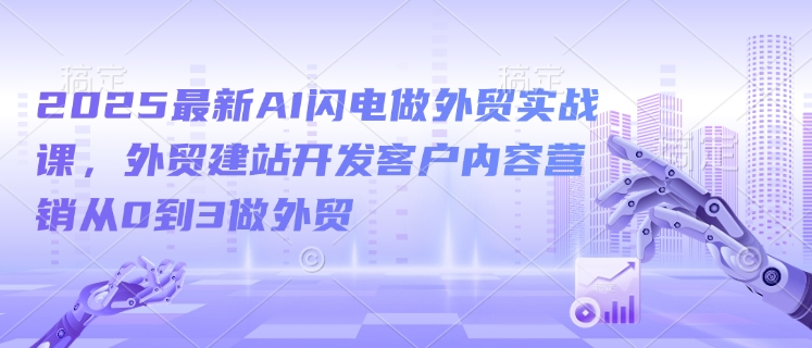 2025最新AI闪电做外贸实战课,外贸建站开发客户内容营销从0到3做外贸-第一资源库