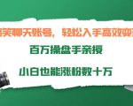 搞笑聊天账号，轻松入手高效变现，百万操盘手亲授，小白也能涨粉数十万-第一资源库