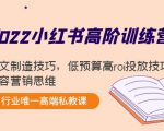2022小红书高阶训练营：爆文制造技巧，低预算高roi投放技巧，内容营销思维-第一资源库