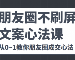 朋友圈不刷屏文案心法课 人人都要懂的商业逻辑 从0~1教你朋友圈成交心法-第一资源库