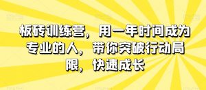 板砖训练营,用一年时间成为专业的人,带你突破行动局限,快速成长-第一资源库