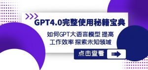 GPT4.0完整使用-秘籍宝典:如何GPT大语言模型提高工作效率探索未知领域-第一资源库