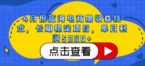 4月份蓝海电商撸收益技术,长期稳定项目,单月利润5000+【揭秘】-第一资源库