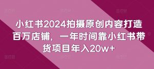 小红书2024拍摄原创内容打造百万店铺,一年时间靠小红书带货项目年入20w+-第一资源库