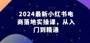 2024最新小红书电商落地实操课，从入门到精通-第一资源库