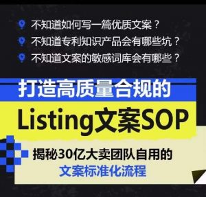 打造高质量合规的Listing文案SOP,掌握亚马逊文案工作的标准化-第一资源库