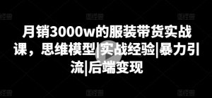 月销3000w的服装带货实战课,思维模型|实战经验|暴力引流|后端变现-第一资源库