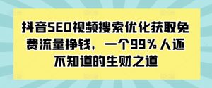 抖音SEO视频搜索优化获取免费流量挣钱,一个99%人还不知道的生财之道-第一资源库
