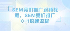 SEM竞价推广视频教程，SEM竞价推广0-1搭建流程-第一资源库